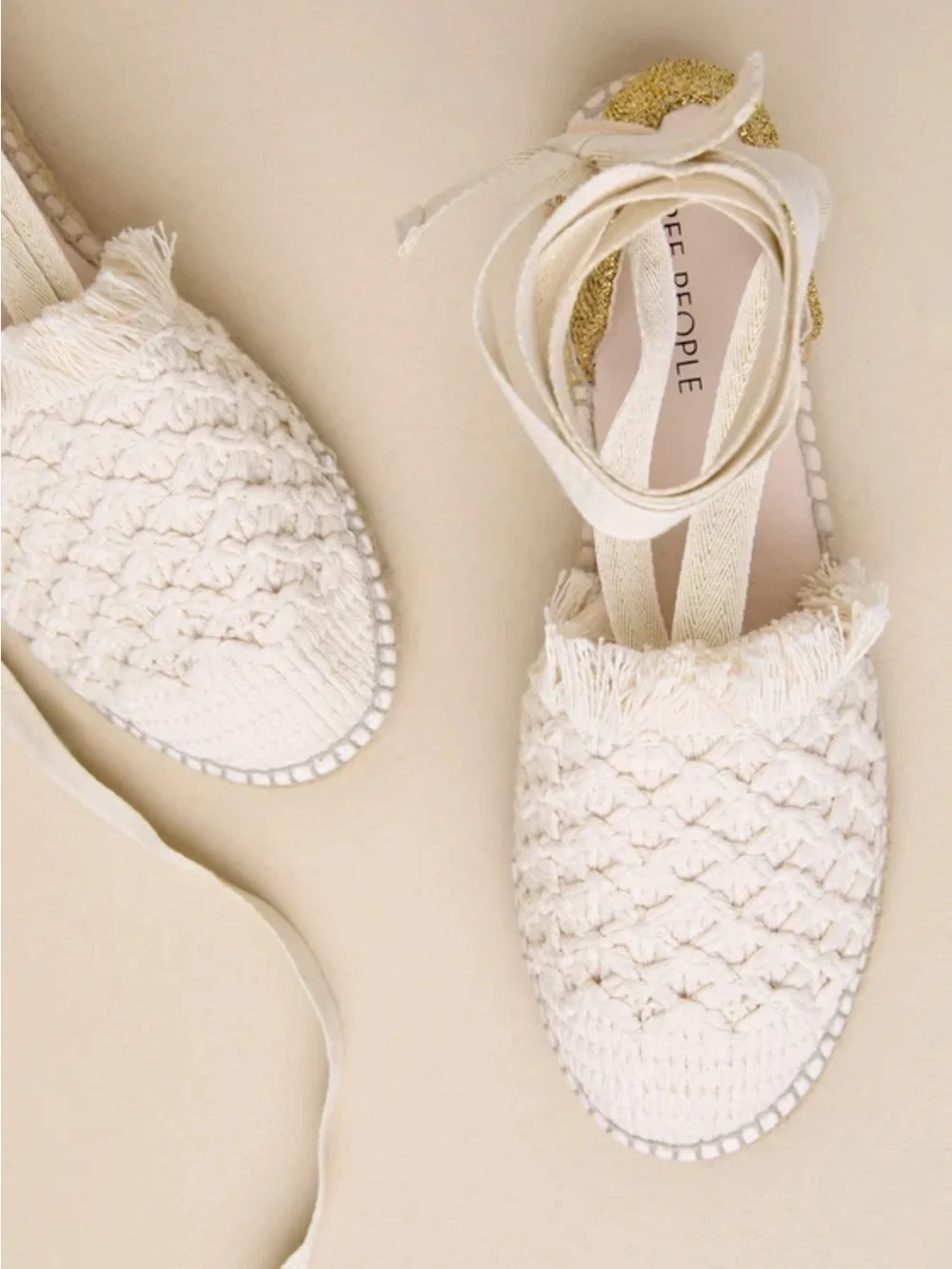Free People Espadrille Lace-Up Sandals - Cream